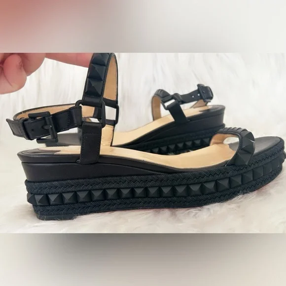 Christian Louboutin Pyraclou Patent Spike Wedge Sandals
Size 37 (US 7) - Picture 4 of 14